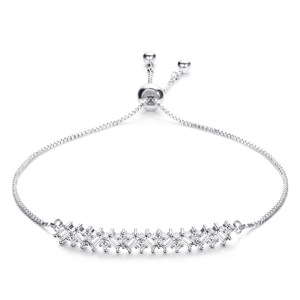 Bracelet en cristal pour femme, or rose blanc, zircon incrusté, serti en canal, usage quotidien, design géométrique AQ1060 - Product Image 5