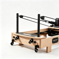 Reformer de Pilates pliable Feelgala en bois d'érable importé, 5 ressorts, appui-tête réglable, roue universelle, microfibre, pour studio de Pilates