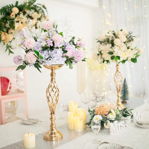 Geometric Tall Metal Stand Gold Wedding Decoration Luxury Wedding Centerpieces Decor Column Table Party Use <strong>Flower</strong> <strong>Vases</strong> - Product Image 6