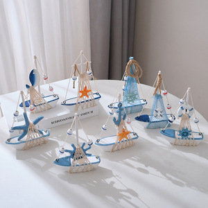 Mini Sailboat Model Wooden <b>Boat</b> Desktop Decoration Photo Prop Seaside Souvenir - Product Image 2