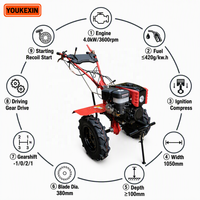 Tracteur à conducteur marchant professionnel à entraînement direct diesel 12HP 15HP 18HP à couple élevé avec kit d'outils pour pâturage Fournisseur vérifié