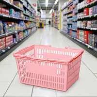 Panier de courses en plastique en gros, panier à main pour supermarché avec design ajouré pour l'utilisation en magasin d'alimentation et de détail