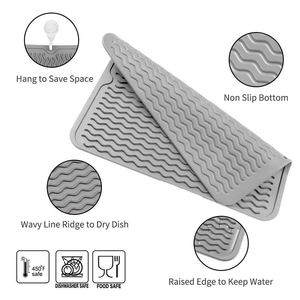 Nouvel arrivage : Tapis de séchage de vaisselle en silicone antidérapant et résistant à la chaleur, multi-usages, pour la cuisine et le drainage - Product Image 4