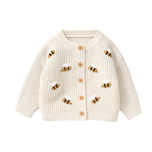 Mimixiong Cardigan Personalizzato con Ricamo a Forma di Ape, Abbigliamento Neutro per Bambini e Bambine, Maglione Morbido in Maglia - Product Image 1