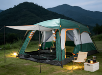 Tenda Camping Keluarga Besar 4-6 Orang Oxford Empat Musim Mudah Dipasang Dua Kamar Tidur Satu Ruang Tamu Luas Tahan Air