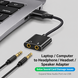 <span class=keywords><strong>Carte</strong></span> <span class=keywords><strong>son</strong></span> externe filaire USB, double port audio et microphone 3,5 mm 2-en-1, plug and play, <span class=keywords><strong>pour</strong></span> ordinateur portable, ordinateur <span class=keywords><strong>de</strong></span> bureau, PS4, 3 appareils - Product Image 3