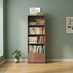 Bibliothèque moderne en bois avec 4 étagères de rangement pour la maison, le bureau et le salon - Product Image 4