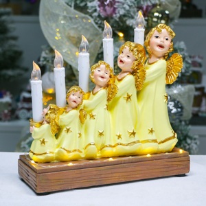 Statuetta <span class=keywords><strong>di</strong></span> Angelo Classica in Resina Gialla Opaca Personalizzata Joyland, Ornamento Natalizio con Illuminazione LED - Product Image 2