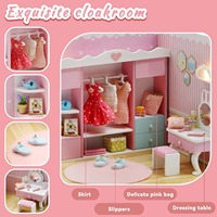 Hamaileon DIY Factory pink Wardrobe Dollhouse with Furniture 3D Wooden Dream Room Gift for Adults with Lights Handicraft and Diy