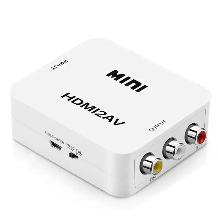 Atacado 1080p mini hdmi2av hdtv para av rca, conversor de áudio e vídeo hdtv para rca, adaptador av/cvbs