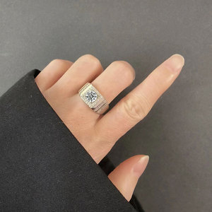 新款男士可调节锆石戒指 18K 白金镀金冰晶嘻哈结婚戒指 男士奢华个性首饰 - Product Image 5