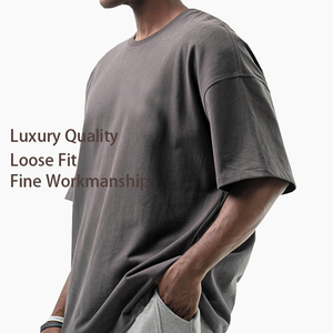 High Quality Drop Shoulder Crewneck Plain Shirt Men's Blank <b>T</b> Shirt Heavyweight Plain Drop Shoulder Oversized <b>T</b>-Shirts - Product Image 3