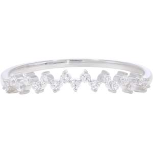 Keeva Jewels แหวนเพชรสำหรับปลูกในห้องปฏิบัติการ0.12Ct แผ่นทองขาวชุบเงินซิกแซกแบบซ้อนกันได้ขนาด6.5สี F-G กับความชัดเจน - Product Image 4