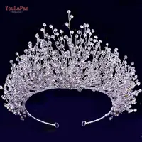 HP193 Mahkota Rambut Kontes, Kristal Penuh Berlian Imitasi Set Aksesori Rambut Putri Pernikahan Mahkota Pengantin Mewah