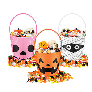 Panier de rangement en coton tissé, écologique, fait main, couleur personnalisable, motif citrouille et démon d'Halloween, idéal pour bonbons et cadeaux pour enfants - Grande Vente - Product Image 1