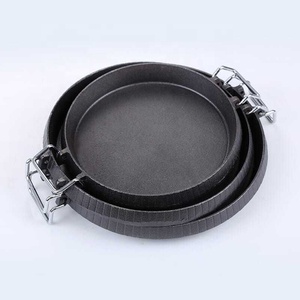 Wajan penggorengan besi cor penggorengan piring Steak piring panggang BBQ piring penggorengan berkemah wajan bulat anti kusut - Product Image 3
