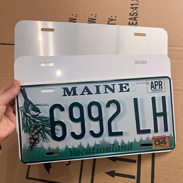 Custom sublimation european motorcycle car license plate frame white blanks aluminum sheeting embossing license number plate
