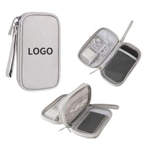 Single Double Layer Travel Charging Cable Organizer Bag with Zipper for Electronics <b>Accessories</b> - Product Image 1