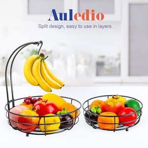 Maßgefertigter Umweltfreundlicher Doppelschichtiger Metall-Obstkorb Aufbewahrungsregal mit Abnehmbarem Tablett für Haushalt und Gastronomie - Product Image 3