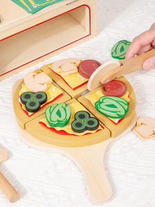 Juego de Pizza de Madera, Juguete de Simulación de Pizzería, Juguete Educativo Montessori para Niños, Habilidades Motoras Finas y Coordinación Mano-Ojo - Product Image 3