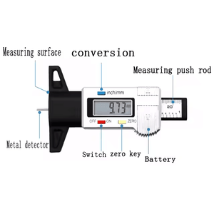 Digital LCD Car Tire <strong>Pressure</strong> <strong>Gauge</strong> with Thread Depth Meter 0-25mm Metric/Inch Tyre Tread Measurer New Condition - Product Image 4