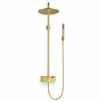 Ensemble de douche mural moderne en or brossé, système de douche pluie, colonne de douche de salle de bain avec douchette à main et mitigeur