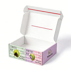 Boîte d'emballage alimentaire personnalisable en carton ondulé biodégradable et recyclable avec gaufrage et pelliculage mat pour sushis et chewing-gum - Product Image 5