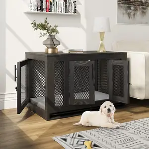 Medium Size Furniture Style Pet House Mesh Dog Kennels Dog Crate With Cushion Tray