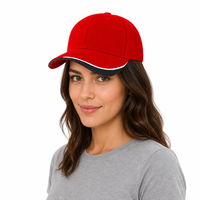 Casquette de baseball vierge avec visière contrastante, bord sandwich, boucle métallique réglable, couleur unie, vente en gros, logo personnalisé
