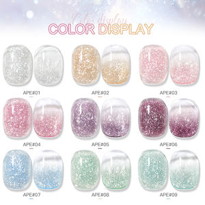 Vernis à ongles en gel blanc scintillant de style étoile à étiquette privée, 9 couleurs, paillettes fines roses scintillantes, gel pour nail art pour salon à domicile - Product Image 3
