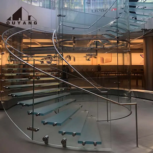 Quyang ราวบันไดกระจกนิรภัยเพื่อความปลอดภัยในอาคารบางพิเศษราวบันไดกระจกลามิเนตขั้น<span class=keywords><strong>บันได</strong></span><span class=keywords><strong>บันได</strong></span><span class=keywords><strong>บันได</strong></span>แบบเกลียวเคลือบ - Product Image 5