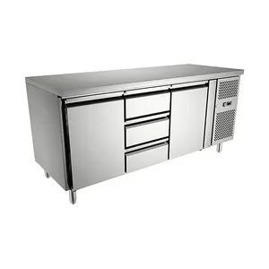 Banco da lavoro per <span class=keywords><strong>frigorifero</strong></span> con piattaforma per insalata con congelatore in acciaio inossidabile di grandi dimensioni per refrigerazione multifunzione a cappotto multiplo - Product Image 5