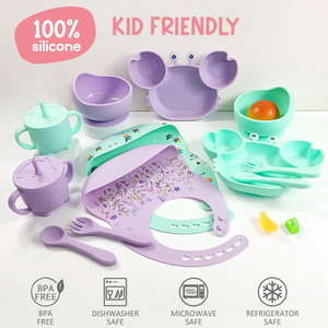 Perlengkapan Grosir Produk Menyapih Bayi Balita Tahap Pertama Belajar Makan Mangkuk Sup Piring Anti Selip Celemek Tahan Air - Product Image 3
