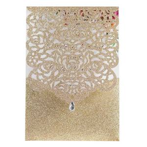 Invitation de fête d'anniversaire à fleurs creuses, vente chaude, pochette personnalisée, découpe au laser DIY, impression 3D UV, papier laminé mat - Product Image 4