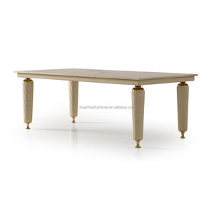 Ý ánh sáng sang trọng phòng ăn đồ nội thất Dubai hình chữ nhật màu trắng nhà bếp bàn ăn và ghế đá cẩm thạch bàn ăn đặt cho 8 - Product Image 4