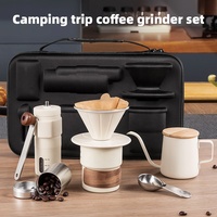 Ensemble de cafetière de camping en plein air, moulin à café manuel portable, facile à transporter, en acier inoxydable 304, pour les voyages et les pique-niques