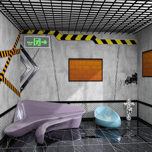 Papier peint de style industriel Script Killer Horror Prison Theme Escape Room Corridor Mural <span class=keywords><strong>Cordon</strong></span> Papier peint de ciment - Product Image 3