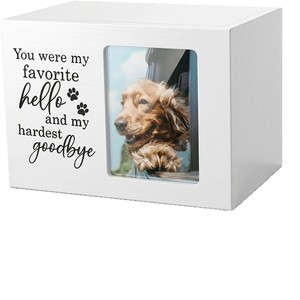 Wooden Pet <b>Urn</b> Rectangle Memorial Box With Photo Frame For Dog <b>Cat</b> Pet Remembrance Storage Durable Multipurpose - Product Image 3
