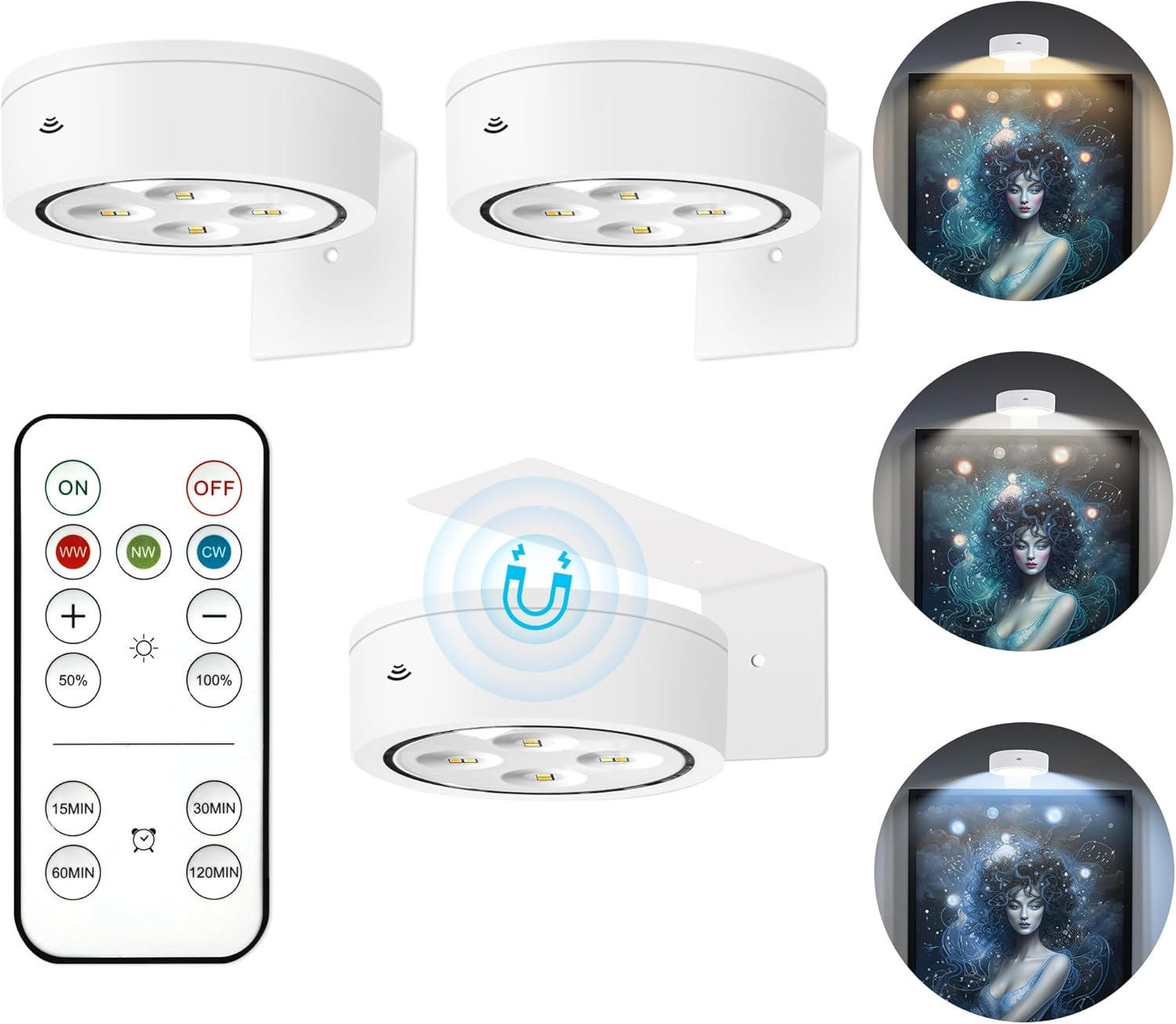 Blanc + Télécommande + 3 couleurs