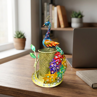 Sculpture de paon en fonte colorée, faite à la main, style Art déco, pour la maison, le bureau ou le salon