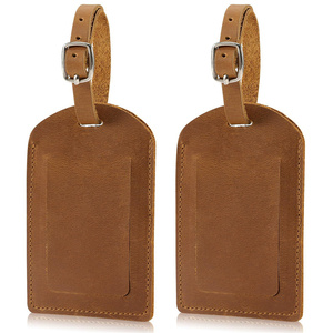 Etichetta per Bagaglio in Vera Pelle di Vacchetta di Prima Qualità, Design Creativo Ispirato alle Etichette di Registrazione Aereo - Product Image 1