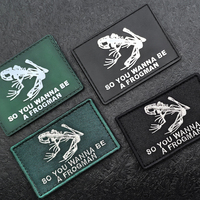 Patch brodé tactique PVC 'So You Wanna Be a Frogman' motif crâne d'animal squelette de grenouille avec fixation auto-agrippante pour manteau, sac, chapeau, DIY