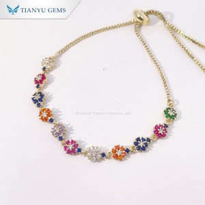 Tianyu Gems Colorful Zircon Flower Design Copper <b>Bracelet</b> and Trendy Boho Fashion Jewelry for Women - Product Image 1