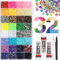 Lot de 32 000 strass en résine colorés pour DIY, multicolores, 3 mm, à dos plat, pour kit de diamant art, décoration de vêtements