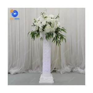 Pwj599 coluna de flores romanas de plástico, suporte decorativo, coluna romana, pilar de casamento