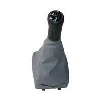 Palanca de cambios de 5 velocidades, tapa negra, perilla de cambio de marchas, cubierta de cuero antipolvo gris, manija de palanca de cambios de coche para VW Polo 9N2 / 9N3