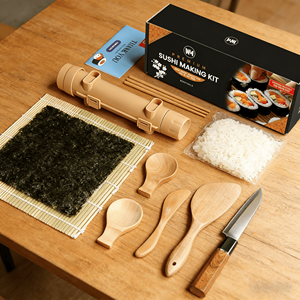 Kit para Hacer <span class=keywords><strong>Sushi</strong></span> de Bambú Addreen para Principiantes, Kit Completo para Enrollar <span class=keywords><strong>Sushi</strong></span> con Estera Bazooka y Cuchillo - Product Image 1
