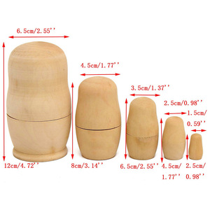 ตุ๊กตารัสเซียแบบซ้อนกัน 5 ชั้น ทำจากไม้เปล่า สำหรับงานศิลปะ DIY ระบายสีด้วยมือ ของขวัญสำหรับเด็ก ตกแต่งบ้าน - Product Image 4
