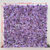 Mur floral de 2,4 m x 2,4 m en soie pour toile de fond, décoration florale pour mariage, photomaton, cérémonie et événements