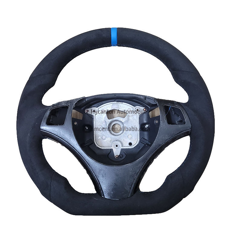 With holes Black Alcantara+blue return mark+black stitching